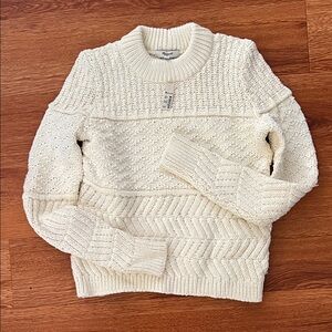 Madewell Women's Cream Textured Crewneck Sweater